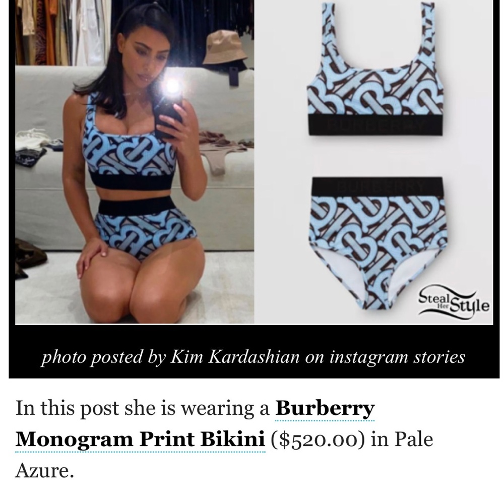 Burberry Light Blue Monogram Bikini top